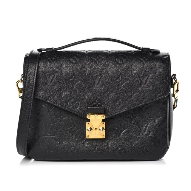 Louis Vuitton 路易威登 M41487 經典Pochette Metis系列Monogram壓紋全皮金釦肩背斜背郵差包(黑色)