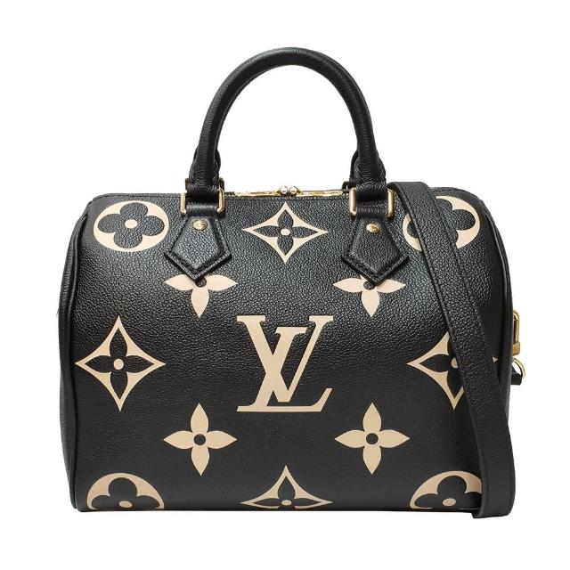 LV LOUIS VUITTON路易威登 M58947 Speedy 粉膚花紋 LOGO Monogram Empreinte 牛皮拉鍊手提斜背波士頓包