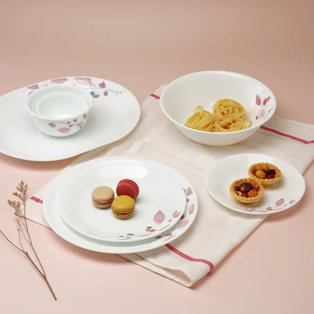 【CorelleBrands 康寧餐具】嫣紅微風3件式中式碗組