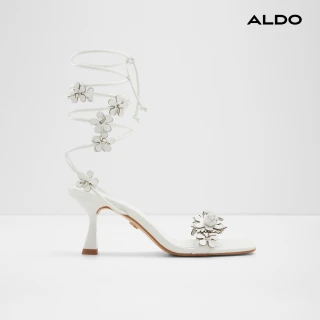 【ALDO】FIORELA-時尚典雅雕花繞踝涼跟鞋-女鞋(白色)