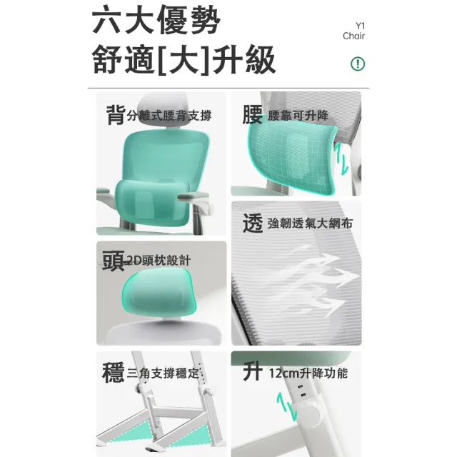 【RTAKO】青少年學習專用椅子 含頭枕(網布椅 中學生學習椅 升降椅 扶手可旋轉)