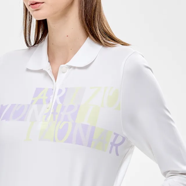 【PING】女款胸前字母吸濕排汗高爾夫薄長袖POLO衫-白(GOLF/高爾夫球衫/RA24201-87)