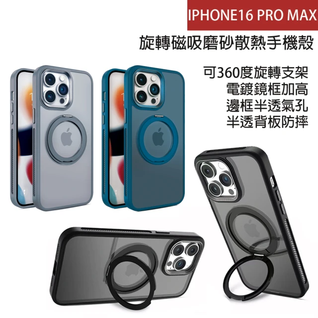 HongXin iPhone 16 Pro Max 旋轉磁吸磨砂散熱手機殼