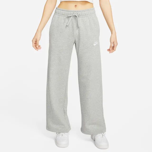 【NIKE 耐吉】長褲 女款 運動褲 薄絨 AS W NSW CLUB FLC MR PANT WIDE 灰 FB2728-063
