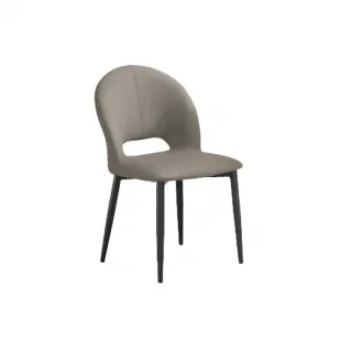 【H&D 東稻家居】灰皮鐵腳餐椅(TKHT-07049)