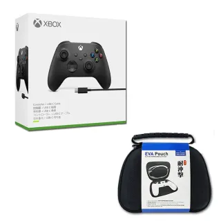 【Microsoft 微軟】Xbox Series 無線控制器- 磨砂黑 遊戲手把 + USB-C 纜線(贈外出收納包)