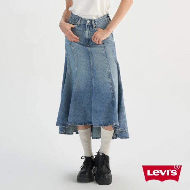 LEVIS 官方旗艦 女款 丹寧牛仔魚尾裙 牛仔裙 魚尾裙 人氣新品 0016M-0000