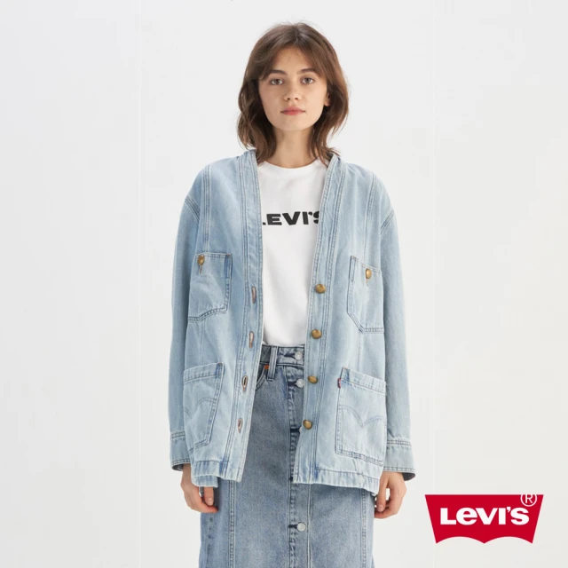 LEVIS 官方旗艦 女款 寬鬆 牛仔外套 丹寧外套 長版外套 人氣新品 001C5-0000