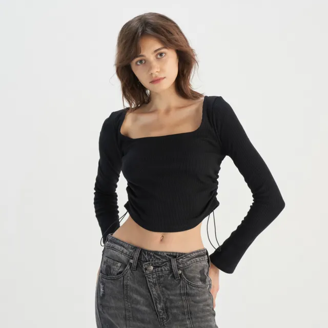 【LEVIS】女款 長袖 U領長袖 喇叭袖口設計 上衣 熱賣單品  0018M-0000