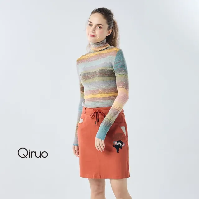 【Qiruo 奇若名品】春秋專櫃橘色造型短裙2182B  時尚好穿 