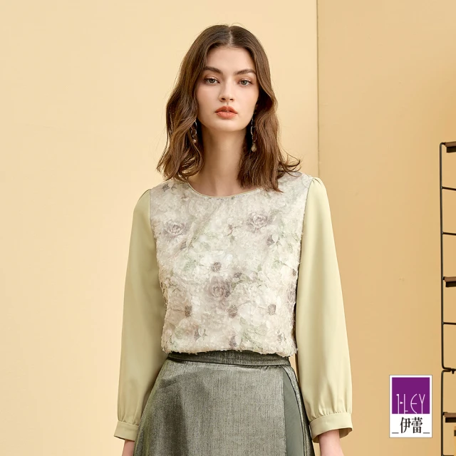 ILEY 伊蕾 蕾絲壓摺拼接長版襯衫(白;M-XL;1243