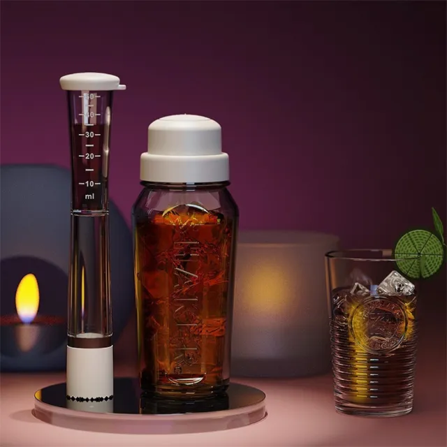 【晴安居】玻璃密封不漏雪克杯 自帶刻度手搖調酒杯家用果汁飲料杯(1入)