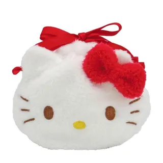 【小禮堂】雙11 Sanrio 三麗鷗 絨毛造型束口袋 - 大臉款 Kitty 美樂蒂 酷洛米 布丁狗(平輸品)