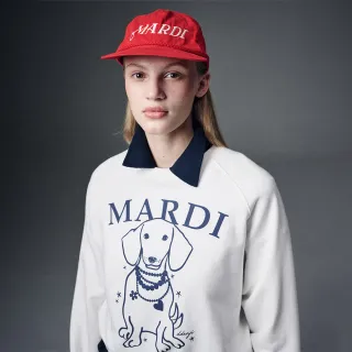 【MARDI MERCREDI】雙11印花大學TEE 白色 經典臘腸狗 珍珠項鍊 純棉 SWEATSHIRT RAGLAN SWING THE TAIL