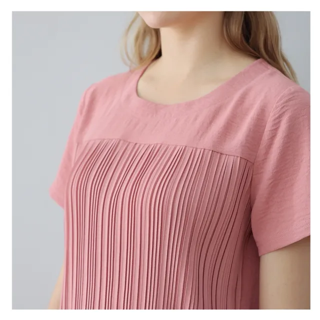【R.NETS】HG 典雅皺感壓褶修身上衣-粉