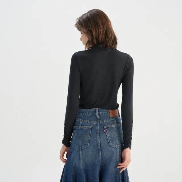 【LEVIS】女款 高領長袖 高領衣 彈力修身 莫代爾吸濕透氣 上衣 熱賣單品 001XT-0000