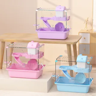 【伊德萊斯】全透明倉鼠籠 雙層城堡倉鼠窩 寵物飼養箱(23*17*30cm)