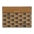 【BALLY】BALLY Pennant燙金LOGO帆布小牛皮三角旗圖案4卡開口式卡夾(男款/褐x多色)