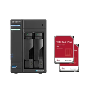 ASUSTOR 華芸 搭WD 4TB x2 ★ AS6702T 2Bay NAS 網路儲存伺服器