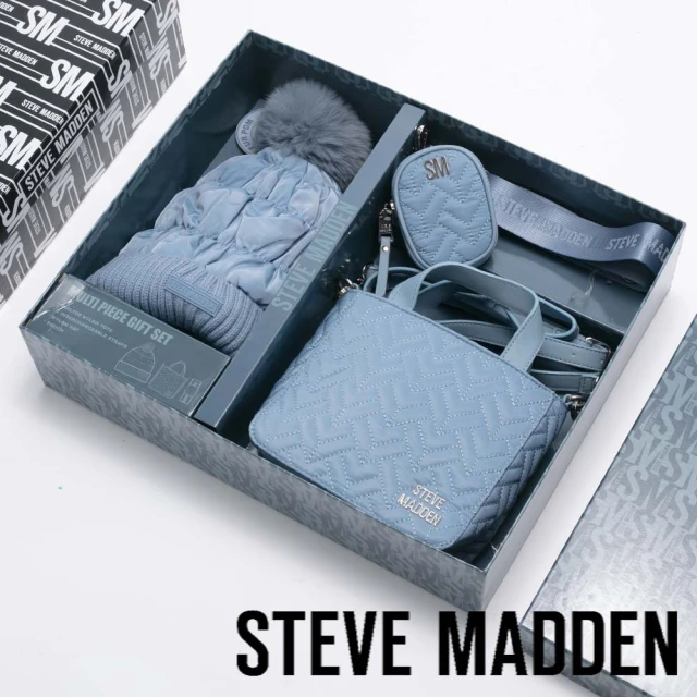 steve madden 毛帽V紋子母包禮盒(藍色)