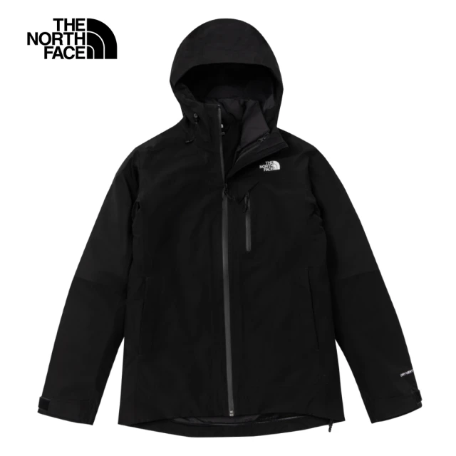 The North Face 官方旗艦 北面女款黑色DryVent防水透氣保暖連帽羽絨內裡三合一外套｜89Y7JK3