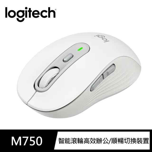 【Logitech 羅技】M750多工靜音無線滑鼠(珍珠白)