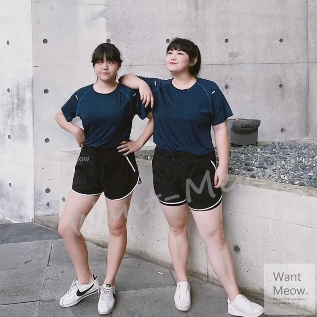 【Want-Meow】100公斤可穿/防曝光拉鍊口袋彈性真理短褲/真理褲/運動褲女運動褲(大碼/大尺碼/加大碼)