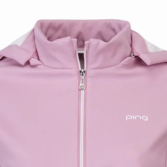 【PING】女款針織蓄熱保暖風衣外套-芋粉(防風透氣/防潑水/GOLF/高爾夫/RC24215-67)