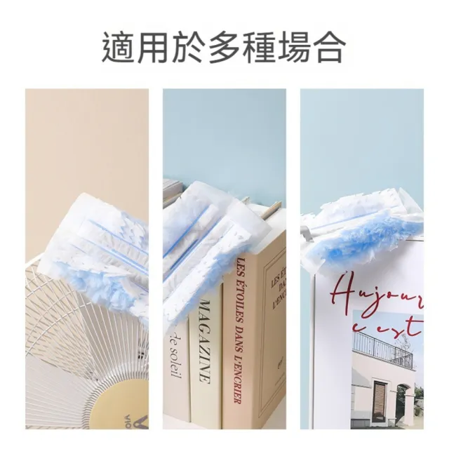 【Dagebeno荷生活】吸附力強可伸縮靜電除塵撢 液晶電視3C用品玩具擺件免洗除塵刷(替換頭40片組)