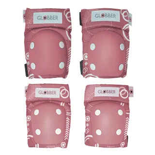 【GLOBBER 哥輪步】官方直營 法國 EVO 兒童護具組-玫瑰粉(含護肘與護膝 護具、防護、防摔)