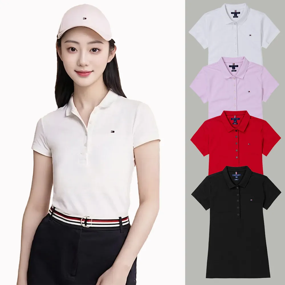 【Tommy Hilfiger】TOMMY 經典刺繡Logo短袖Polo衫 上衣-女-多色組合(平輸品/雙11/高爾夫球款)