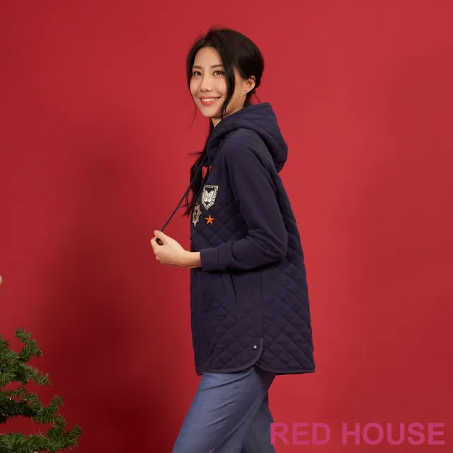 【RED HOUSE 蕾赫斯】休閒壓線連帽上衣(共2色)
