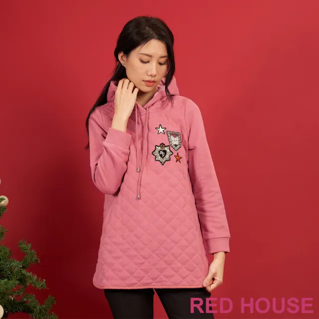 【RED HOUSE 蕾赫斯】休閒壓線連帽上衣(共2色)