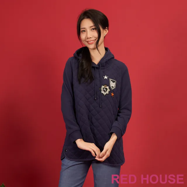 【RED HOUSE 蕾赫斯】休閒壓線連帽上衣(共2色)