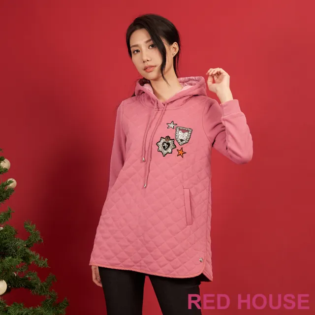 【RED HOUSE 蕾赫斯】休閒壓線連帽上衣(共2色)
