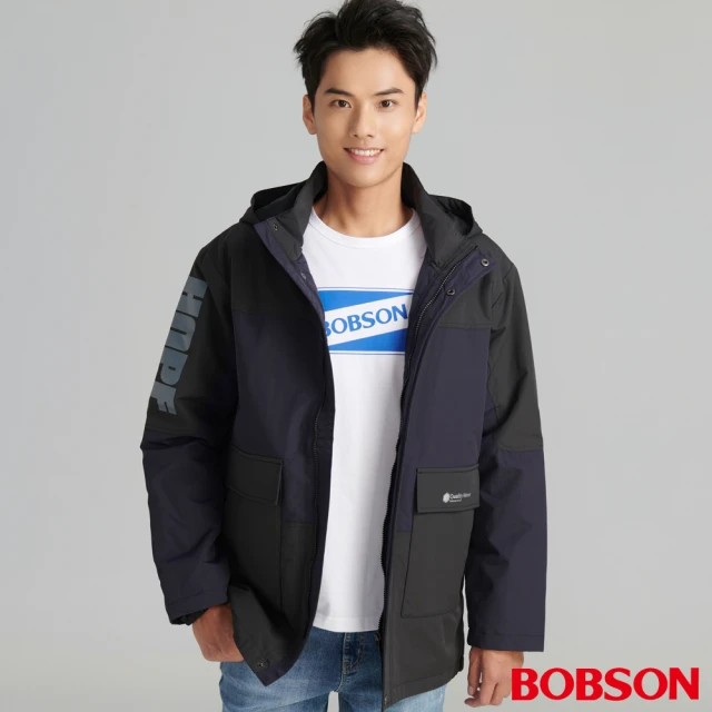 BOBSON 男款連帽配色鋪棉外套(81030-53)