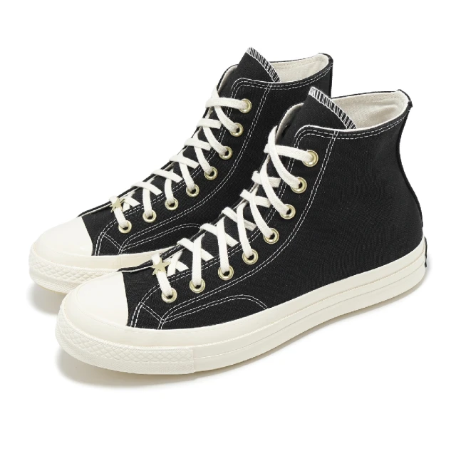 CONVERSE 休閒鞋 Chuck 70 HI 男鞋 黑 米白 1970 奶油底 復古 高筒 帆布鞋(A12462C)