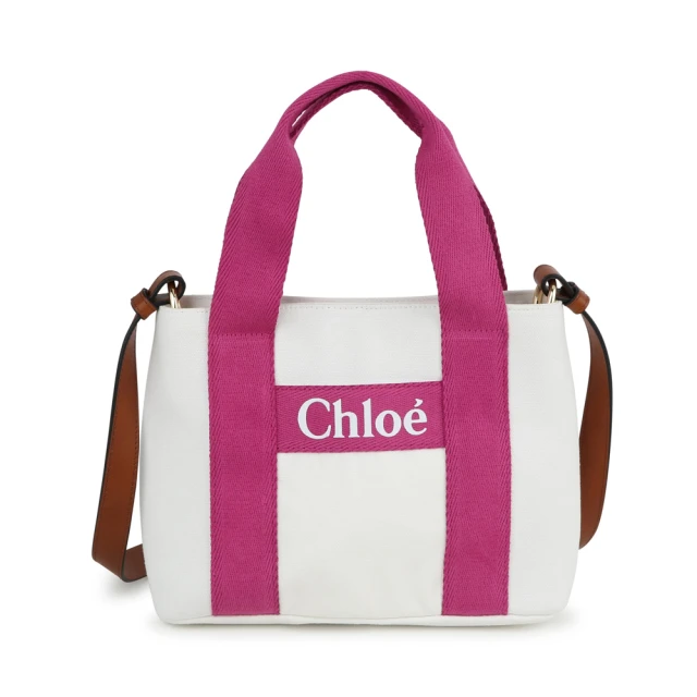 Chloe’ 蔻依 CHC24SB200046117 經典LOGO帆布牛皮飾邊手提斜背包(粉色)