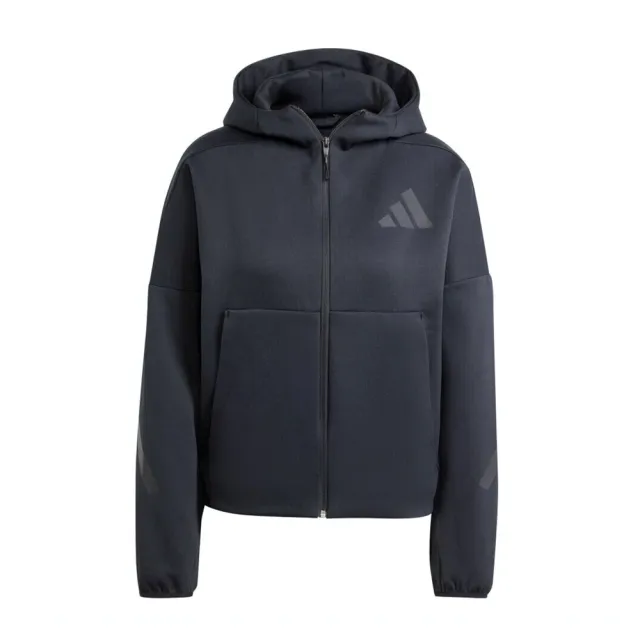 【adidas 愛迪達】W Z.N.E. FZ 女 連帽 外套 運動 訓練 休閒 寬鬆 愛迪達 黑(JE7848)