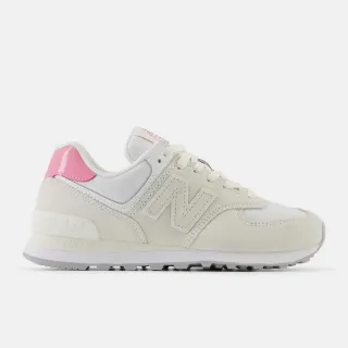 【NEW BALANCE】574 女鞋 休閒鞋 運動鞋 米白 粉 復古 麂皮 漆皮 B楦 NB(WL5742BA)