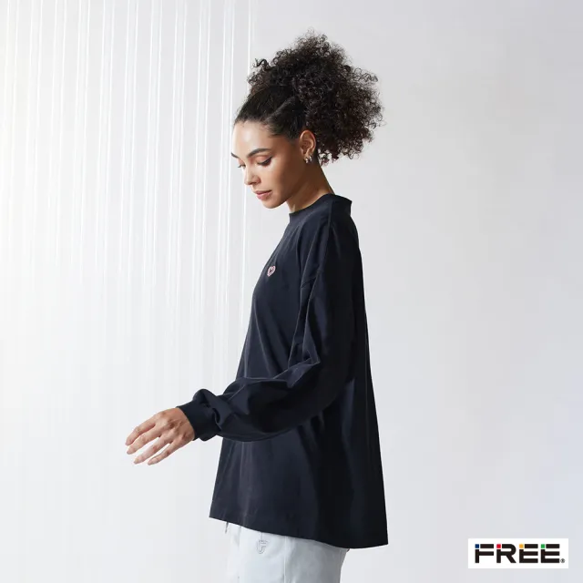 【FREE】MADE.純棉四葉草落肩長版上衣(淺灰/黑色)