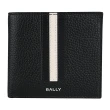 【BALLY】BALLY 銀字燙印黑白條紋粒面小牛皮短夾(黑)
