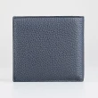【BALLY】BALLY Ribbon銀箔字LOGO荔枝紋牛皮直條設計8卡對折短夾(男款/午夜藍)