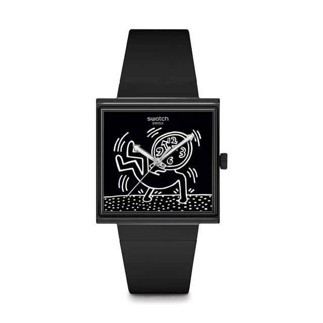 SWATCH Gent 方形系列手錶 Keith Haring 聯名 BREAK LOOSE 方形錶 女錶 手錶 瑞士錶 錶(33mm)