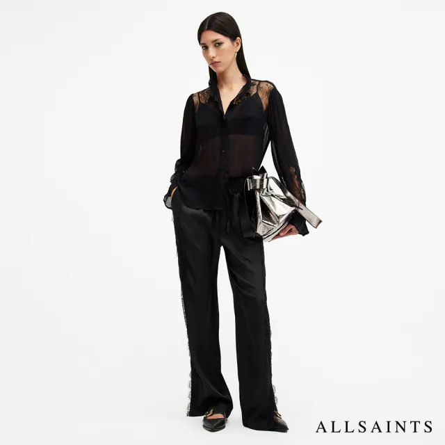 【ALLSAINTS】TYLER 蕾絲高腰寬褲Black W026TB(常規版型)