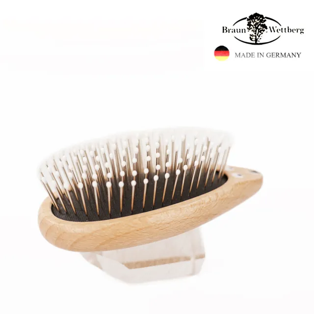 【BRAUN WETTBURG 珀薇】德國製小刺蝟不銹鋼柔珠氣墊隨身柔順美髮梳(順髮按摩梳/梳頭造型美容/雙11)