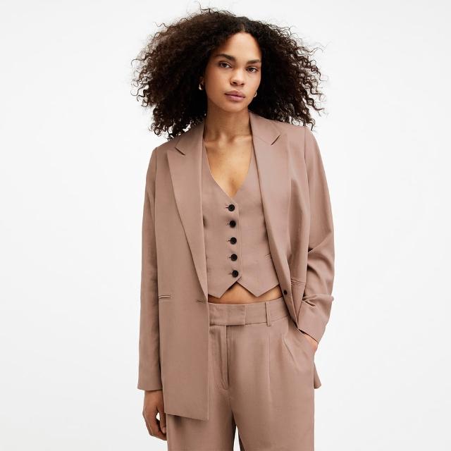【ALLSAINTS】DERI 亞麻西裝外套Doe Brown WT521Z(舒適版型)