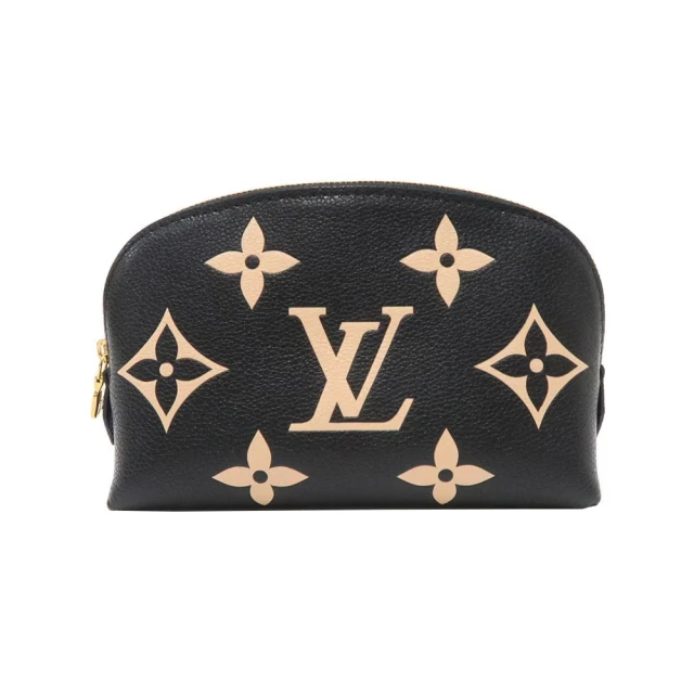 Louis Vuitton 路易威登 M59086 經典雙色Monogram empreinte壓花皮革化妝包/盥洗包(黑色)