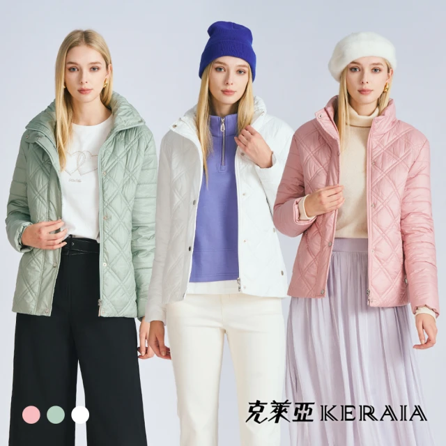 KERAIA 克萊亞 果香茶韻內斂壓紋鋪棉外套(三色；M-XXL)