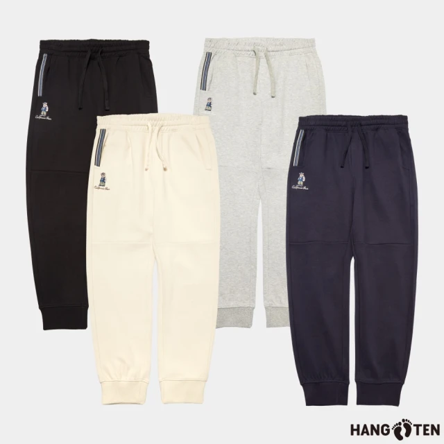 Hang Ten 男裝-JOGGER FIT品牌加州熊刺繡束口長褲(多色選)